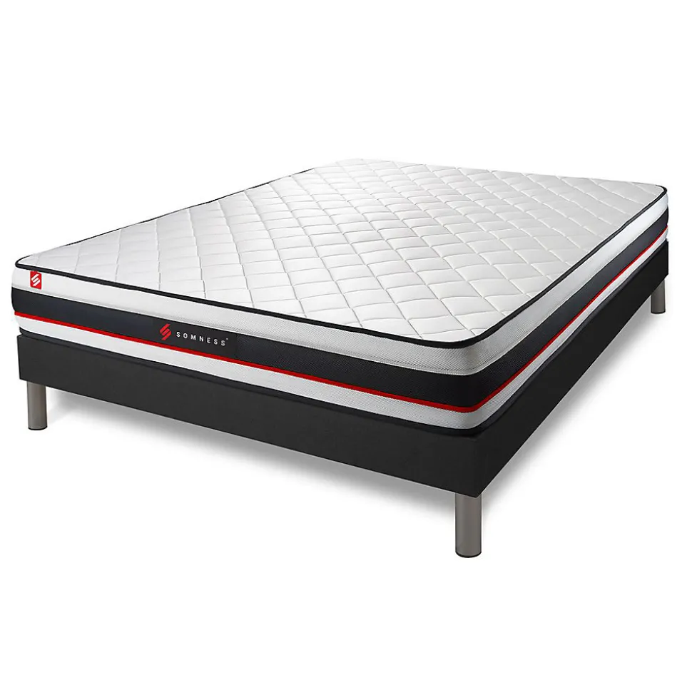 Pack sommier kit matelas Mousse avec couette et oreillers