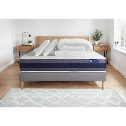Pack sommier kit matelas Latex et mémoire de forme avec couette et oreillers