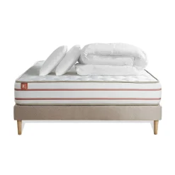 Pack sommier kit matelas Mémoire de forme avec couette et oreillers