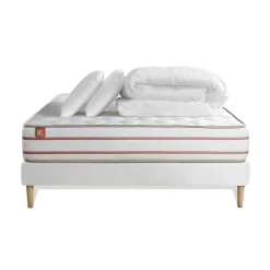 Pack sommier kit matelas Mémoire de forme avec couette et oreillers
