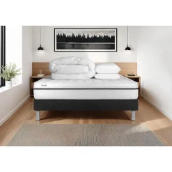 Pack sommier kit matelas Mousse polyuréthane à mémoire de forme avec couette et oreillers