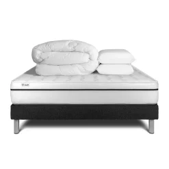 Pack sommier kit matelas Mousse polyuréthane à mémoire de forme avec couette et oreillers