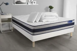 Pack sommier kit matelas Mémoire de forme avec couette et oreillers
