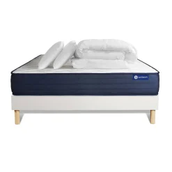 Pack sommier kit matelas Latex et mémoire de forme avec couette et oreillers