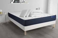 Pack sommier kit matelas Latex et mémoire de forme avec couette et oreillers