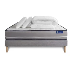 Pack sommier kit matelas Ressorts ensachés avec couette et oreillers