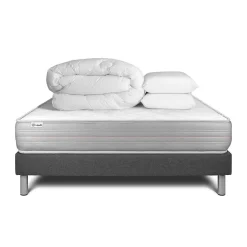 Pack sommier kit matelas Mousse polyuréthane à mémoire de forme avec couette et oreillers