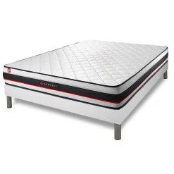 Pack sommier tapissier matelas Mousse avec couette et oreillers
