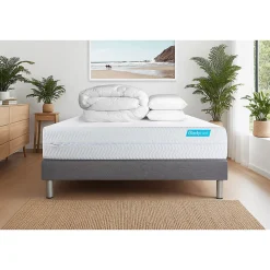 Pack sommier tapissier matelas Mémoire de forme avec couette et oreillers