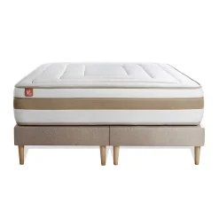 Pack sommier tapissier matelas Ressorts ensachés et mémoire de forme avec couette et oreillers