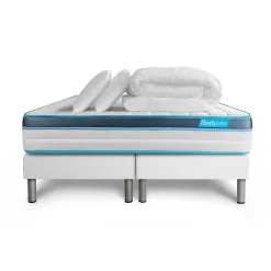 Pack sommier tapissier matelas Mémoire de forme avec couette et oreillers