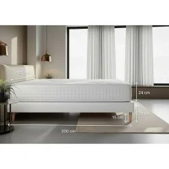 Pack sommier tapissier matelas Ressorts ensachés et mémoire de forme avec couette et oreillers