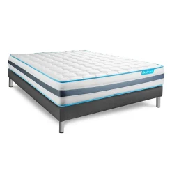 Pack sommier tapissier matelas Ressorts ensachés avec couette et oreillers