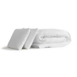Pack sommier tapissier matelas Ressorts ensachés et mémoire de forme avec couette et oreillers