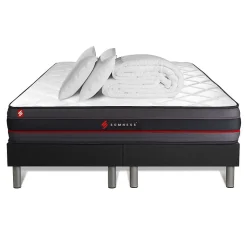 Pack sommier tapissier matelas Mémoire de forme avec couette et oreillers