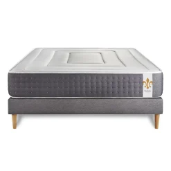 Pack sommier tapissier matelas Ressorts ensachés et mémoire de forme avec couette et oreillers