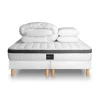 Pack sommier tapissier matelas Mémoire de forme avec couette et oreillers