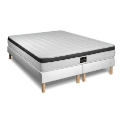 Pack sommier tapissier matelas Mémoire de forme avec couette et oreillers