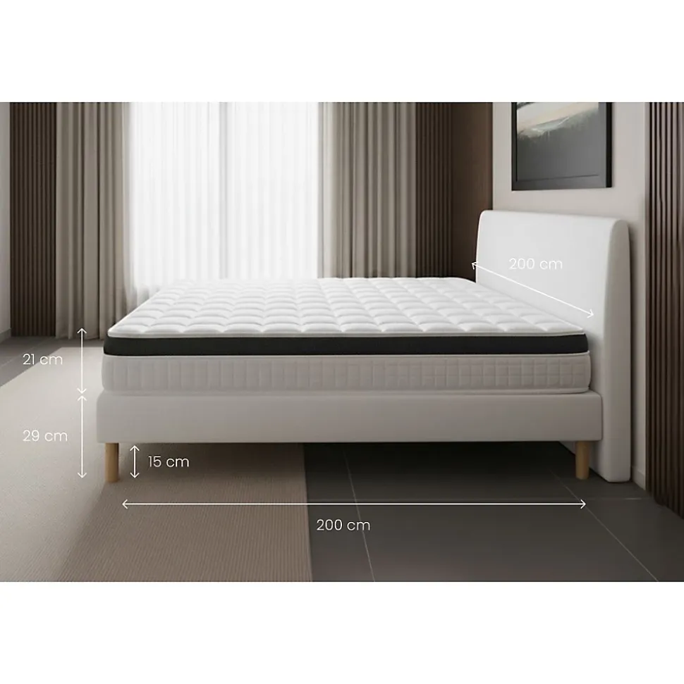 Pack sommier tapissier matelas Mémoire de forme avec couette et oreillers