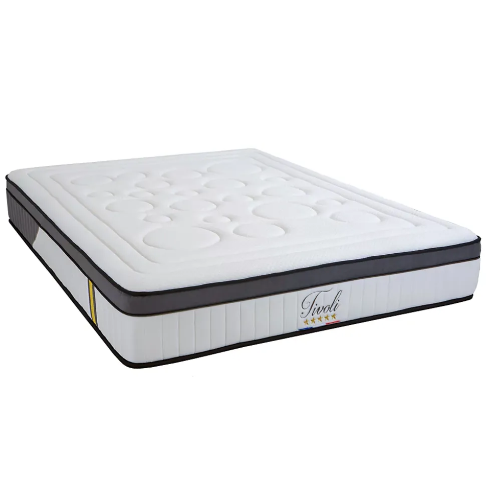 Pack Tivoli 160x200 cm Matelas Mousse + Sommier Bois + Protège matelas anti punaise