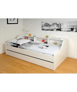 PALMA Lit enfant contemporain mélaminé blanc - l 90 x L 190 cm