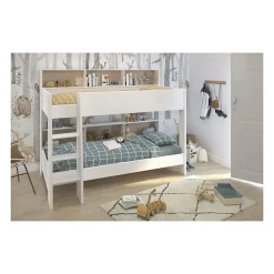 PARISOT Lit enfant superpose contemporain decor chene brooklyn et blanc - l 90 x L 200 cm - JIM