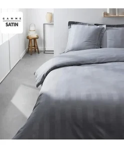 Parrure de lit TODAY Prestige - 220 x 240 cm - 2 personnes - 100% Satin de coton - Acier