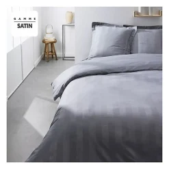 Parrure de lit TODAY Prestige - 220 x 240 cm - 2 personnes - 100% Satin de coton - Acier