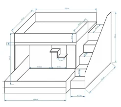 PARTY 16 Lit superposé 247/165/135 (blanc/blanc/rose)