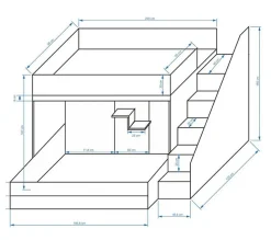 PARTY 16 Lit superposé 247/165/135 (blanc/blanc/gris)