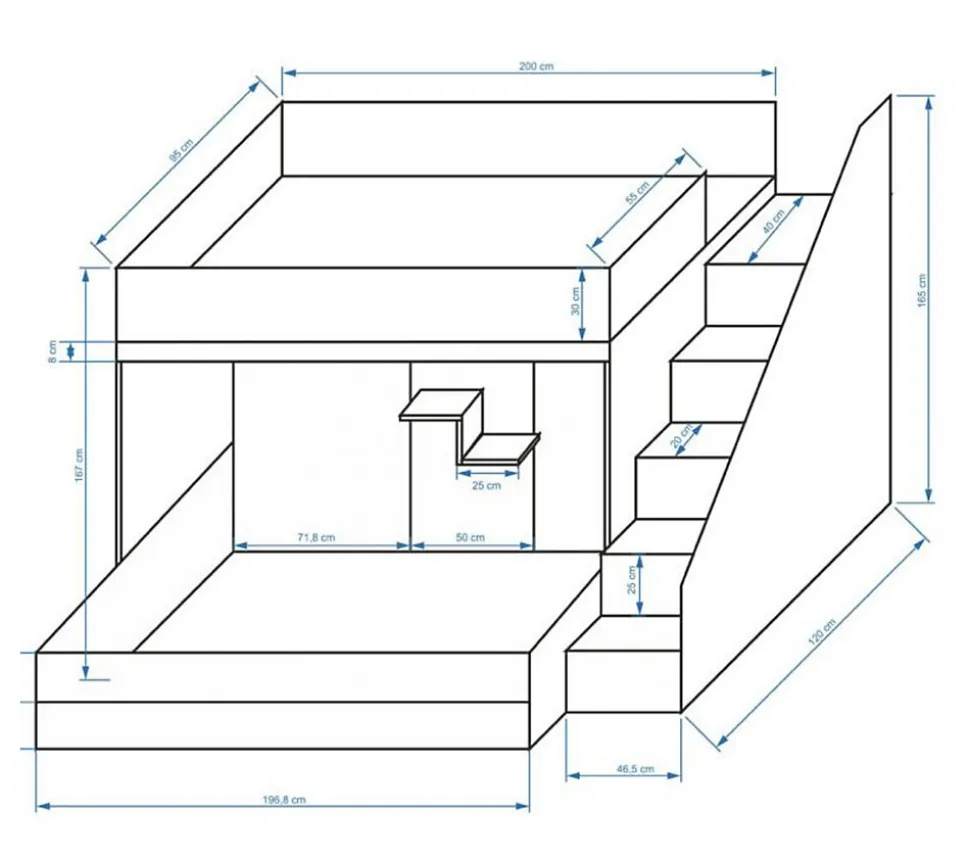 PARTY 16 Lit superposé 247/165/135 (blanc/blanc/gris)