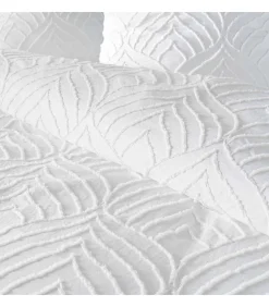 Parure 3 pièces 240x260cm tufté blanc - 240x260cm - Blanc