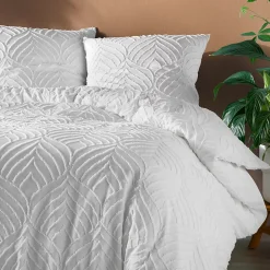 Parure 3 pièces 240x260cm tufté blanc - 240x260cm - Blanc