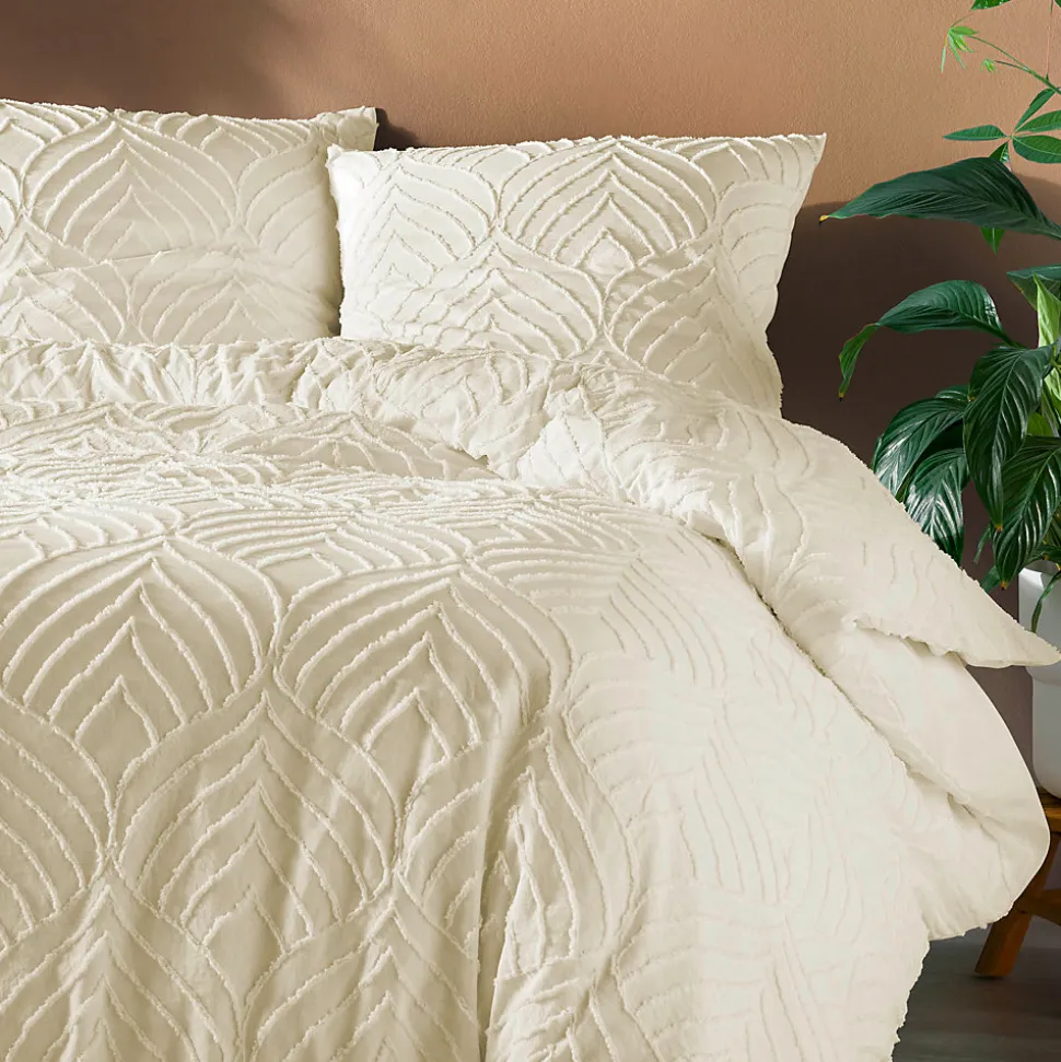 Parure 3 pièces 220x240cm tufté ivoire - 220x240cm - Ivoire