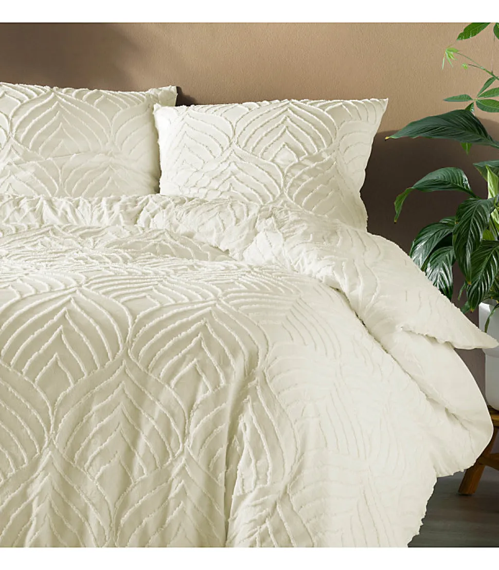 Parure 3 pièces 240x260cm tufté ivoire - 240x260cm - Ivoire