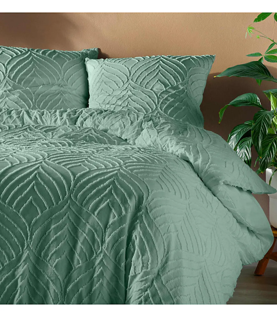 Parure 3 pièces 240x260cm tufté sauge - 240x260cm - Vert sauge