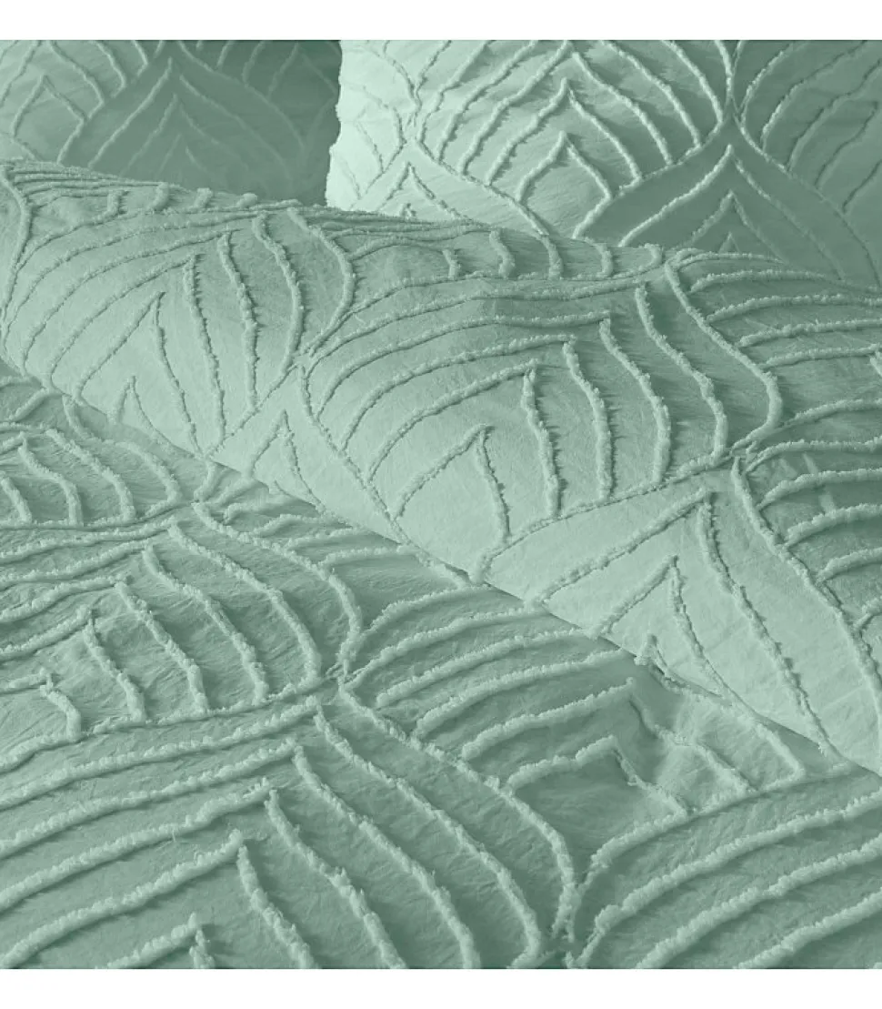 Parure 3 pièces 240x260cm tufté sauge - 240x260cm - Vert sauge