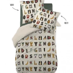 Parure de couette 140 x 200 "Minots" Réversible 100% Coton / 57 Fils/cm² - Farandole