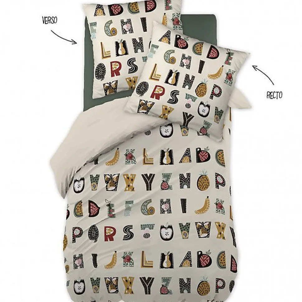 Parure de couette 140 x 200 "Minots" Réversible 100% Coton / 57 Fils/cm² - Farandole