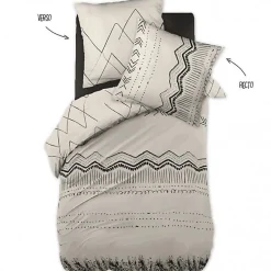 Parure de couette 140 x 200 "Minots" Réversible 100% Coton / 57 Fils/cm² - Berbère