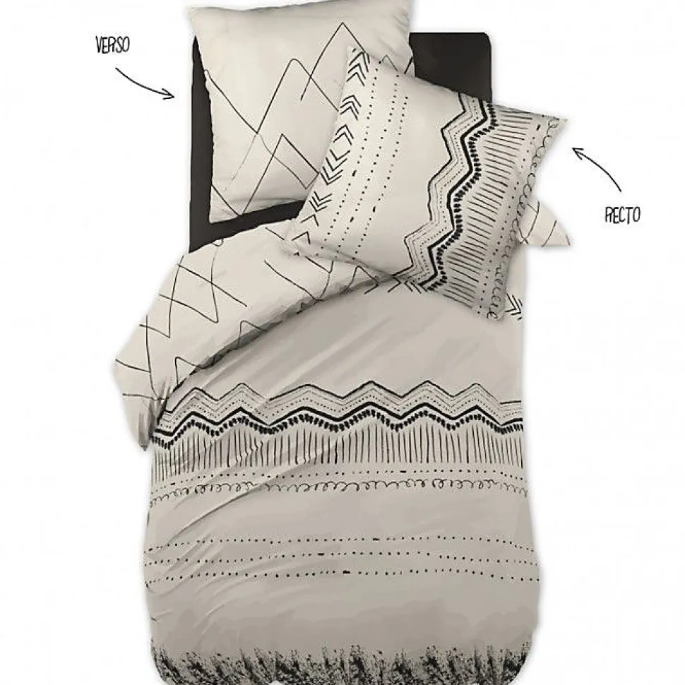 Parure de couette 140 x 200 "Minots" Réversible 100% Coton / 57 Fils/cm² - Berbère