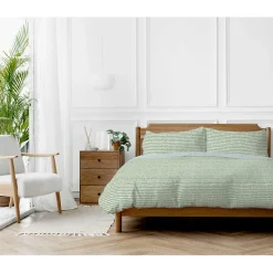 Parure de couette "Arri" toutes dimensions 100% Coton / 57 Fils/cm² - Arri Sauge - Parure de couette 240 x 220 cm + 2 Taies d'orei