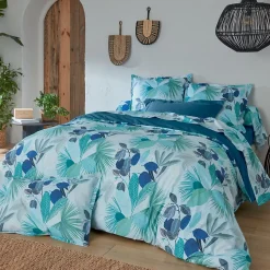 Parure de couette au style tahitien (260x240 cm - Bleu)