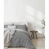 Parure de couette "Drift" pur coton teint lavé 57 fils/cm² toutes dimensions - Gris clair - Parure de couette 200 x 200 cm + 2 Tai