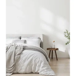 Parure de couette "Drift" pur coton teint lavé 57 fils/cm² toutes dimensions - Blanc - Parure de couette 240 x 220 cm + 2 Taies d'
