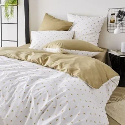 Parure de couette en percale de coton au style géométrique (200x200 cm - Beige)