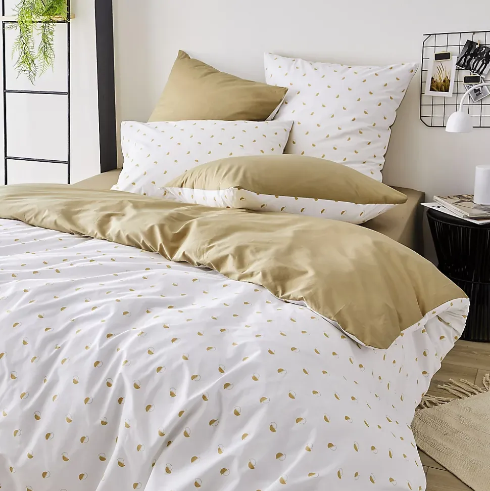 Parure de couette en percale de coton au style géométrique (200x200 cm - Beige)