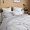 Parure de couette en percale de coton au style géométrique (200x200 cm - Gris clair)