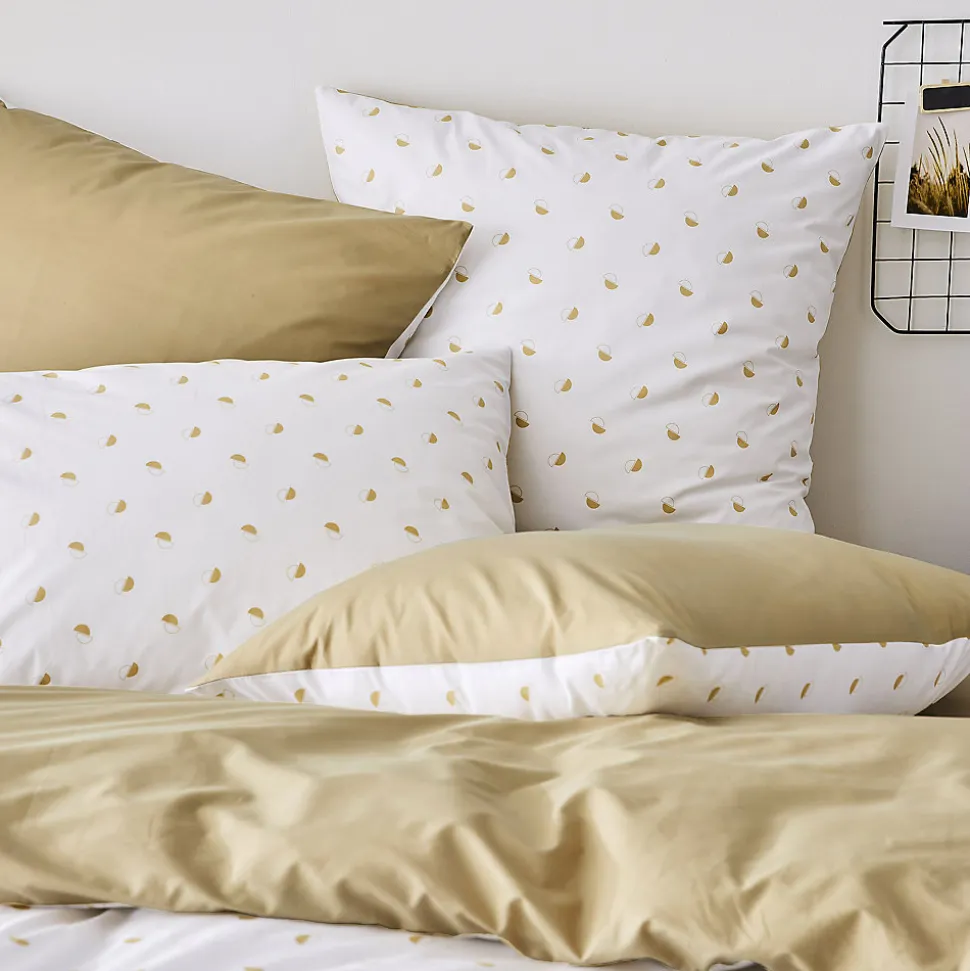 Parure de couette en percale de coton au style géométrique (140x200 cm - Beige)