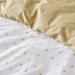 Parure de couette en percale de coton au style géométrique (140x200 cm - Beige)